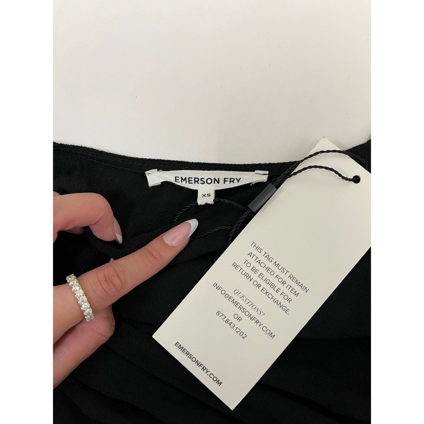 NWT Emerson Fry Black Ruffle Midi Dress Puff Sleeve Rayon